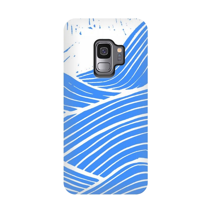 Galaxy S9 StrongFit The blue and white waves by Steve Wade (Swade)