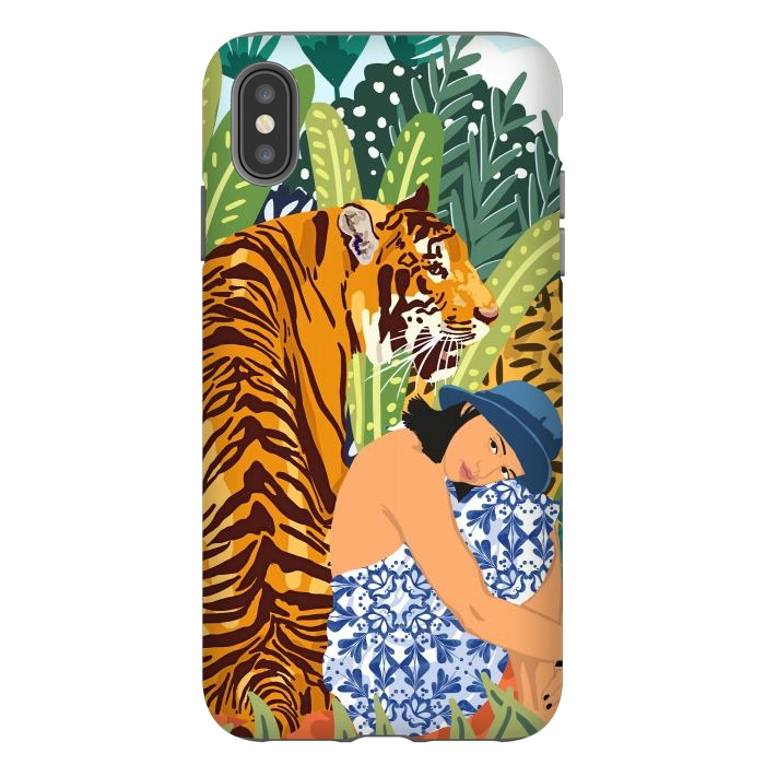 iPhone Xs Max StrongFit Awaken The Tiger Within Illustration, Wildlife Nature Wall Decor, Jungle Human Nature Connection by Uma Prabhakar Gokhale