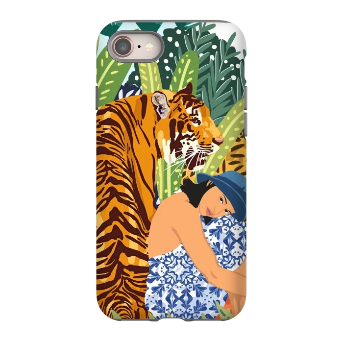 iPhone SE StrongFit Awaken The Tiger Within Illustration, Wildlife Nature Wall Decor, Jungle Human Nature Connection by Uma Prabhakar Gokhale