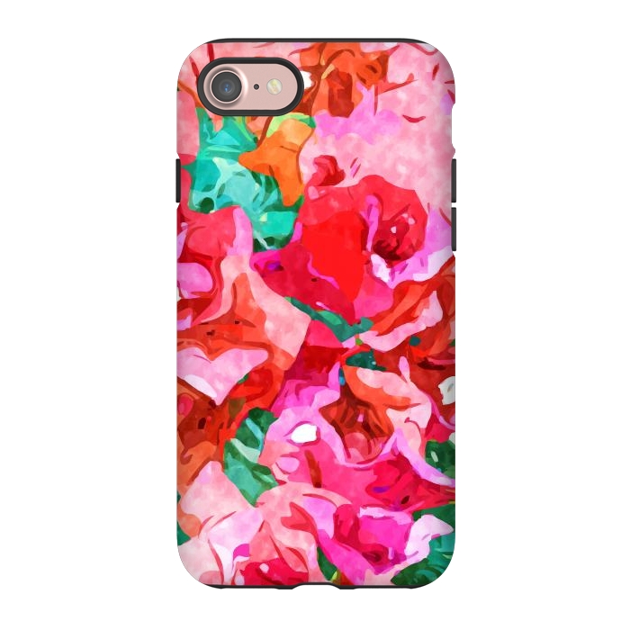 iPhone 7 StrongFit Wild Bougainvillea, Bloom Summer Floral Bohemian Pop of Color Botanical Jungle Watercolor Painting by Uma Prabhakar Gokhale