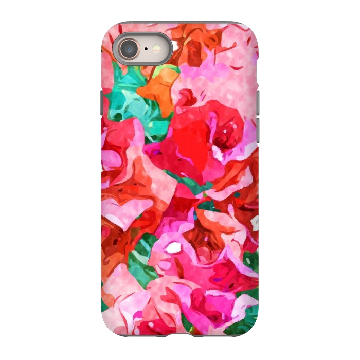 iPhone 8 StrongFit Wild Bougainvillea, Bloom Summer Floral Bohemian Pop of Color Botanical Jungle Watercolor Painting by Uma Prabhakar Gokhale