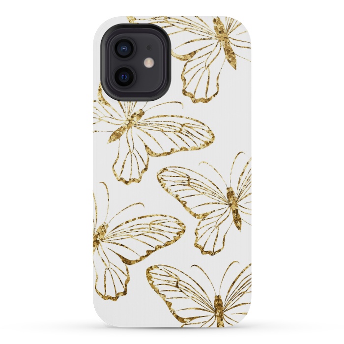 iPhone 12 mini StrongFit Glitter Butterflies by Martina