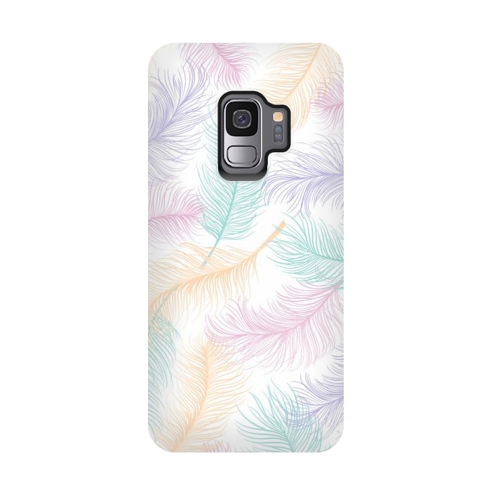 Galaxy S9 StrongFit Pastel Feathers by Martina