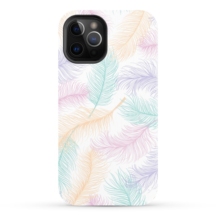 iPhone 12 Pro StrongFit Pastel Feathers by Martina