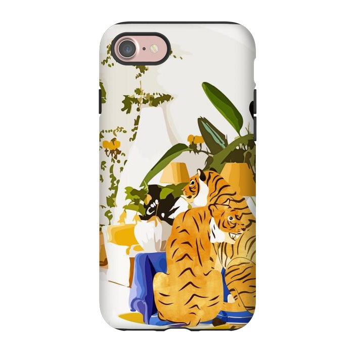 iPhone 7 StrongFit Tiger Reserve Villa | Bohemian Tropical Jungle Décor | Pastel Honeymoon Couple Love Wildlife by Uma Prabhakar Gokhale