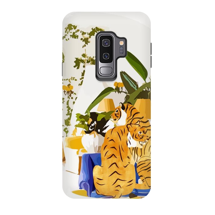 Galaxy S9 plus StrongFit Tiger Reserve Villa | Bohemian Tropical Jungle Décor | Pastel Honeymoon Couple Love Wildlife by Uma Prabhakar Gokhale