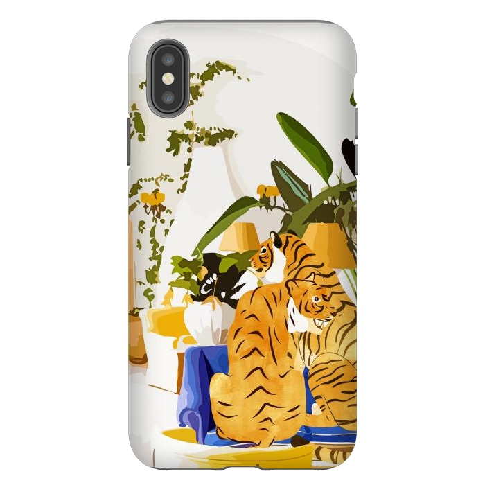 iPhone Xs Max StrongFit Tiger Reserve Villa | Bohemian Tropical Jungle Décor | Pastel Honeymoon Couple Love Wildlife by Uma Prabhakar Gokhale