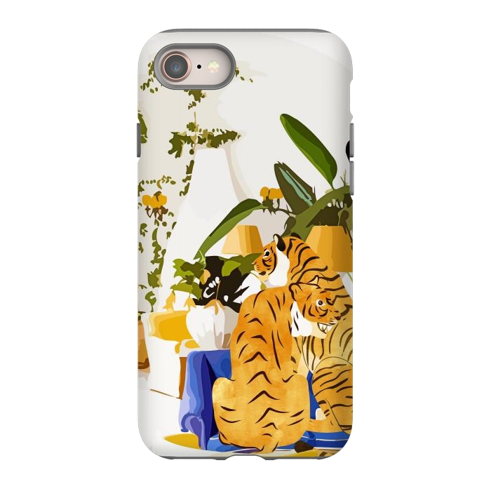 iPhone SE StrongFit Tiger Reserve Villa | Bohemian Tropical Jungle Décor | Pastel Honeymoon Couple Love Wildlife by Uma Prabhakar Gokhale