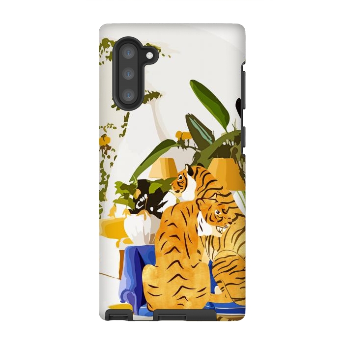 Galaxy Note 10 StrongFit Tiger Reserve Villa | Bohemian Tropical Jungle Décor | Pastel Honeymoon Couple Love Wildlife by Uma Prabhakar Gokhale
