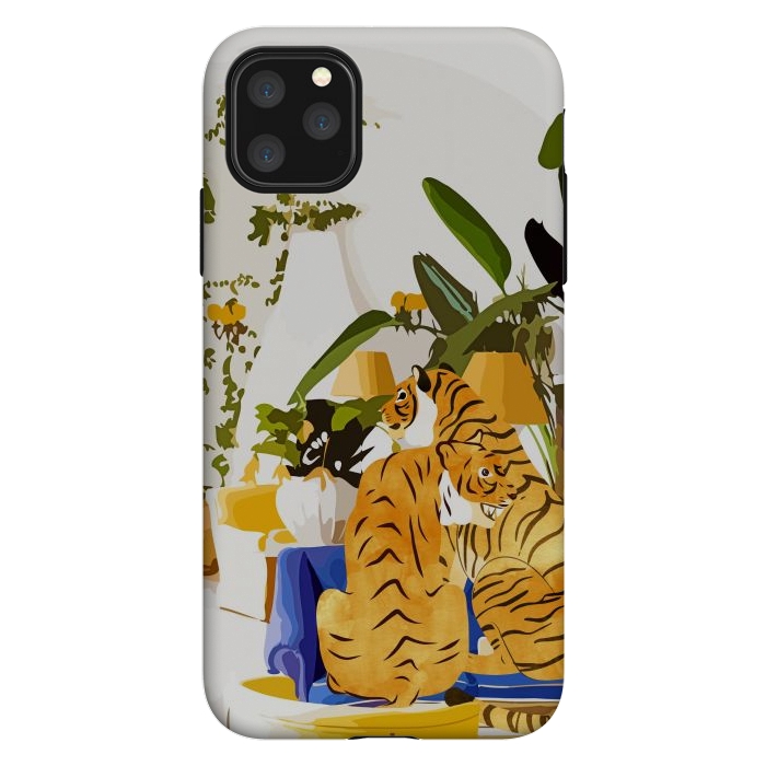 iPhone 11 Pro Max StrongFit Tiger Reserve Villa | Bohemian Tropical Jungle Décor | Pastel Honeymoon Couple Love Wildlife by Uma Prabhakar Gokhale