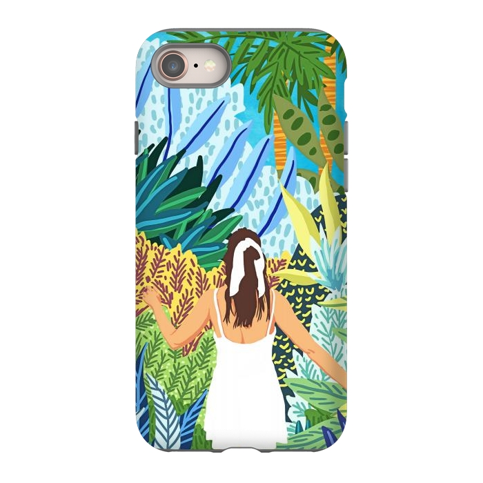 iPhone 8 StrongFit Lost in the Jungle of Feelings | Forest Tropical Botanical Nature Plants Illustration by Uma Prabhakar Gokhale