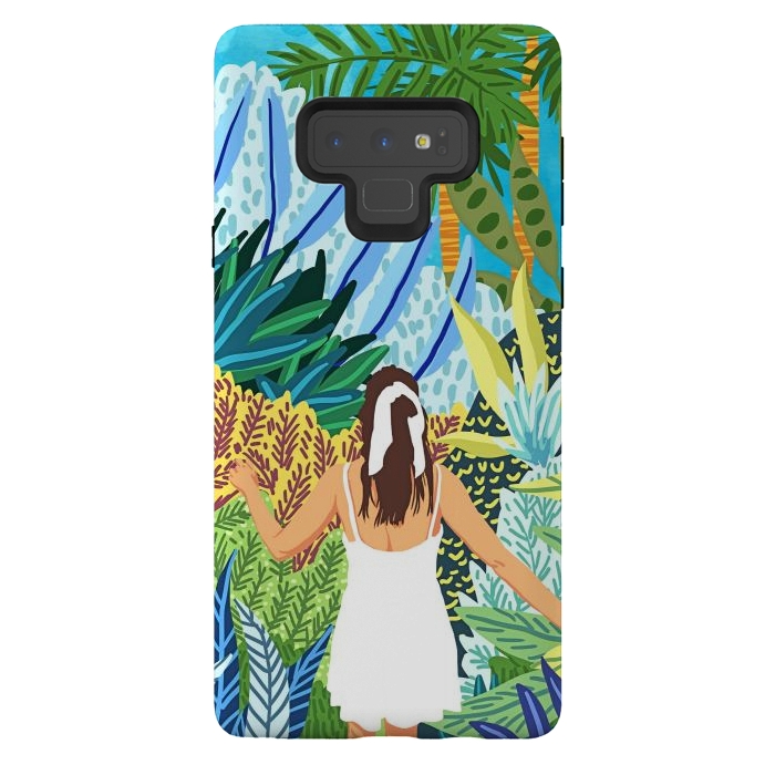 Galaxy Note 9 StrongFit Lost in the Jungle of Feelings | Forest Tropical Botanical Nature Plants Illustration by Uma Prabhakar Gokhale