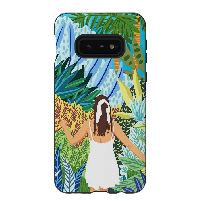 Galaxy S10e StrongFit Lost in the Jungle of Feelings | Forest Tropical Botanical Nature Plants Illustration by Uma Prabhakar Gokhale