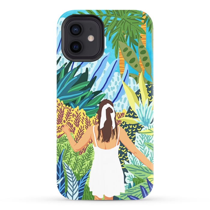 iPhone 12 StrongFit Lost in the Jungle of Feelings | Forest Tropical Botanical Nature Plants Illustration by Uma Prabhakar Gokhale