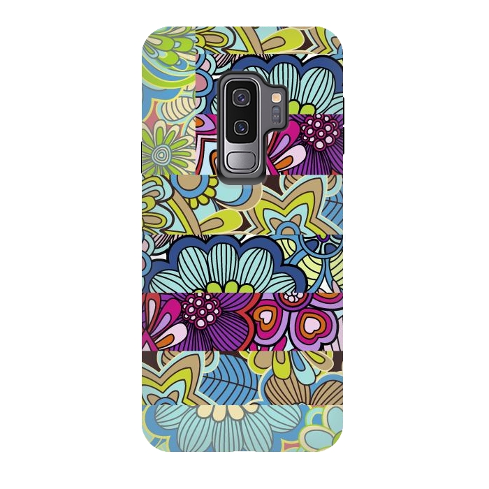 Galaxy S9 plus StrongFit Floral patchword by Julia Grifol