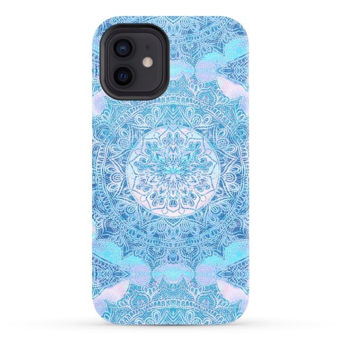 iPhone 12 StrongFit Blue tie-dye mandala by Oana 