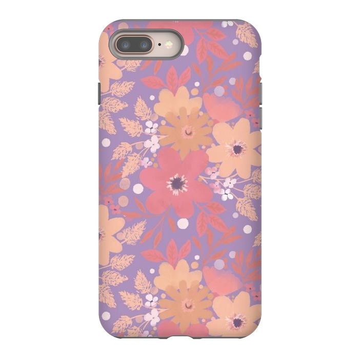 iPhone 7 plus StrongFit Watercolor dotted wildflowers - pink purple by Oana 