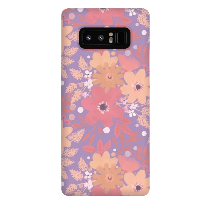Galaxy Note 8 StrongFit Watercolor dotted wildflowers - pink purple by Oana 