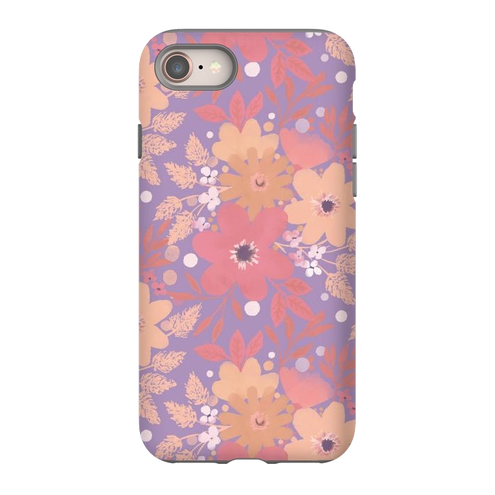 iPhone 8 StrongFit Watercolor dotted wildflowers - pink purple by Oana 