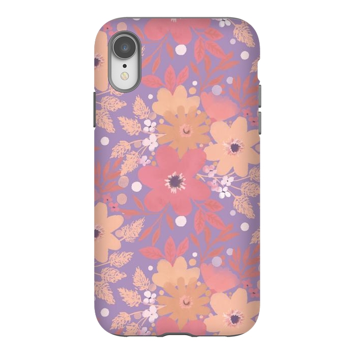 iPhone Xr StrongFit Watercolor dotted wildflowers - pink purple by Oana 