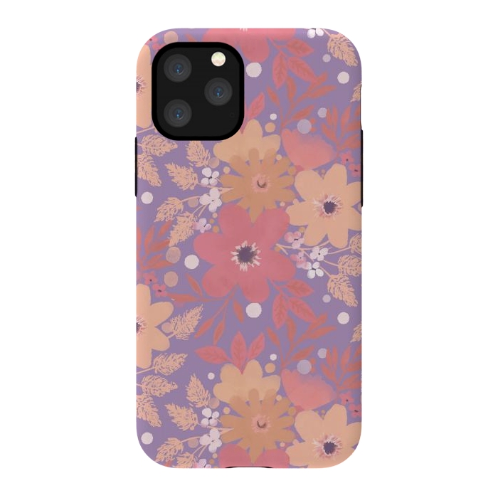 iPhone 11 Pro StrongFit Watercolor dotted wildflowers - pink purple by Oana 