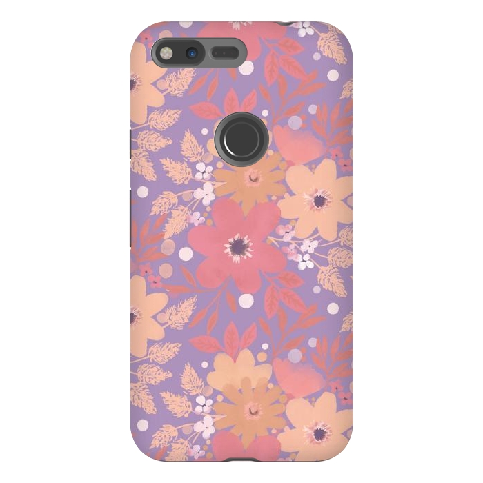 Pixel XL StrongFit Watercolor dotted wildflowers - pink purple by Oana 