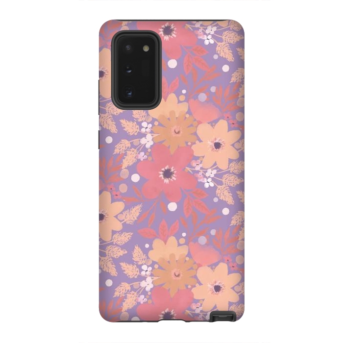 Galaxy Note 20 StrongFit Watercolor dotted wildflowers - pink purple by Oana 