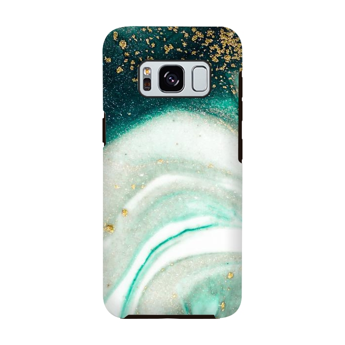 Galaxy S8 StrongFit Green Marble Swirls and Agate Ripples by ArtsCase