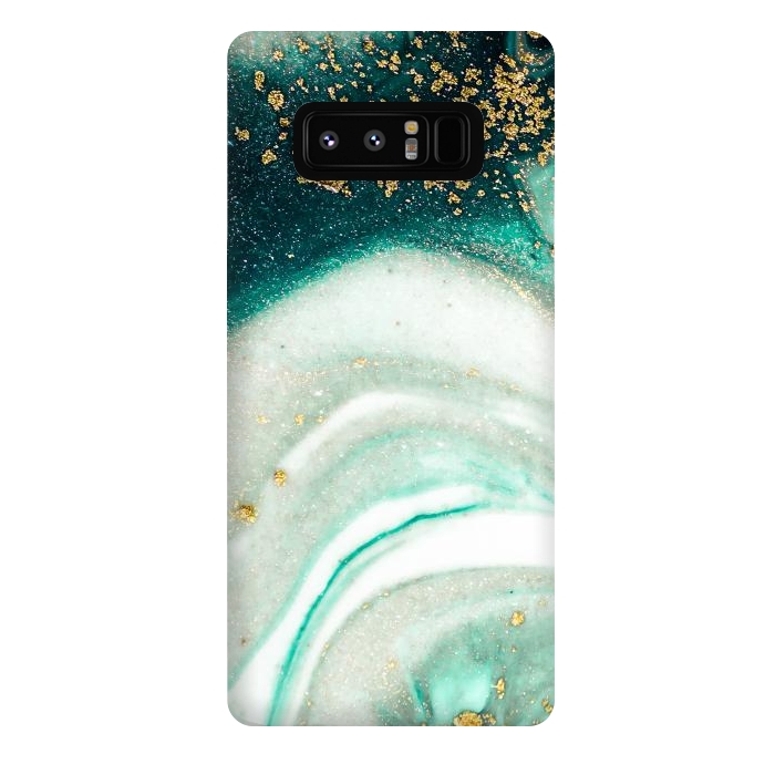 Galaxy Note 8 StrongFit Green Marble Swirls and Agate Ripples by ArtsCase