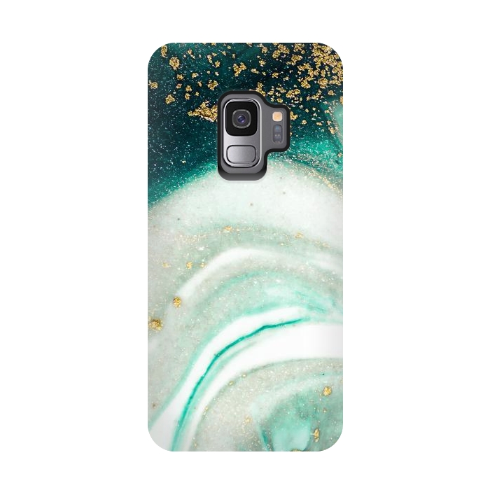 Galaxy S9 StrongFit Green Marble Swirls and Agate Ripples by ArtsCase