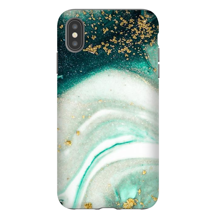 iPhone Xs Max StrongFit Green Marble Swirls and Agate Ripples by ArtsCase