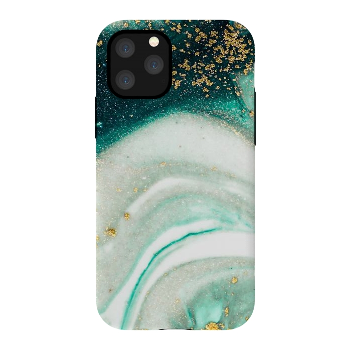 iPhone 11 Pro StrongFit Green Marble Swirls and Agate Ripples by ArtsCase