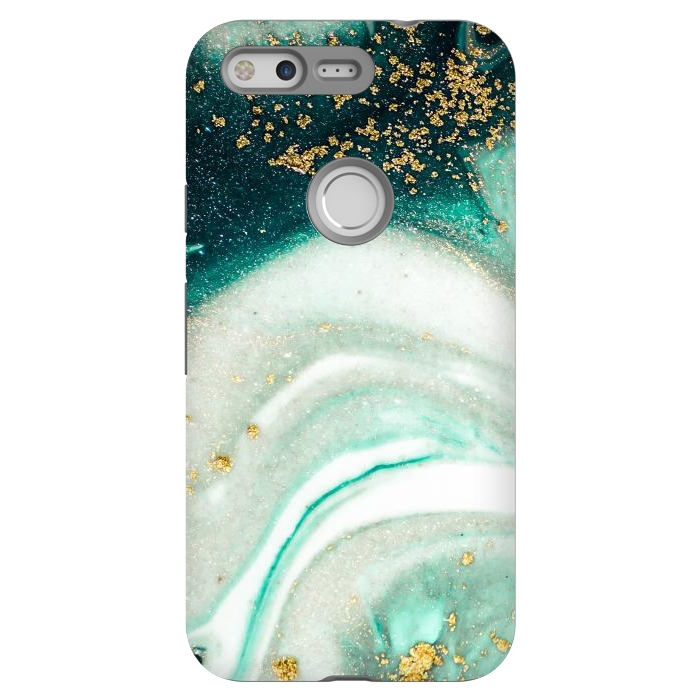 Pixel StrongFit Green Marble Swirls and Agate Ripples by ArtsCase
