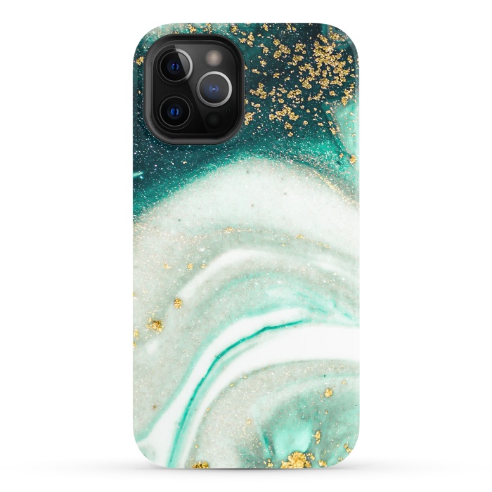 iPhone 12 Pro StrongFit Green Marble Swirls and Agate Ripples by ArtsCase