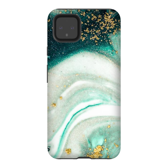 Pixel 4XL StrongFit Green Marble Swirls and Agate Ripples by ArtsCase
