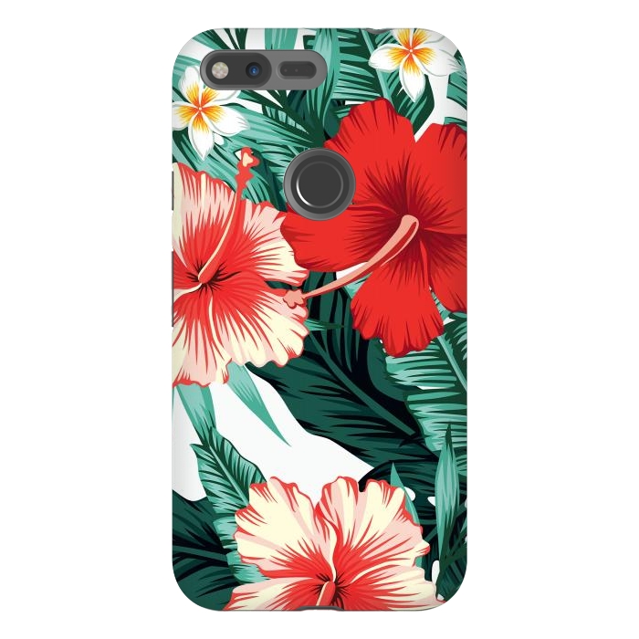 Pixel XL StrongFit Exotic Green Tropical Palm fern Leaves by ArtsCase