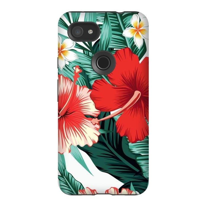 Pixel 3AXL StrongFit Exotic Green Tropical Palm fern Leaves by ArtsCase