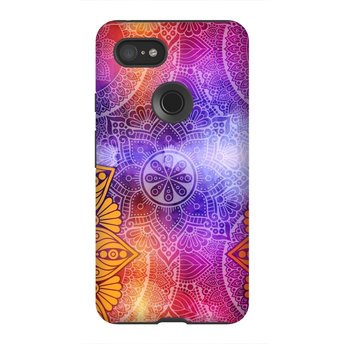 Pixel 3XL StrongFit Mandala Pattern with bright Colors by ArtsCase