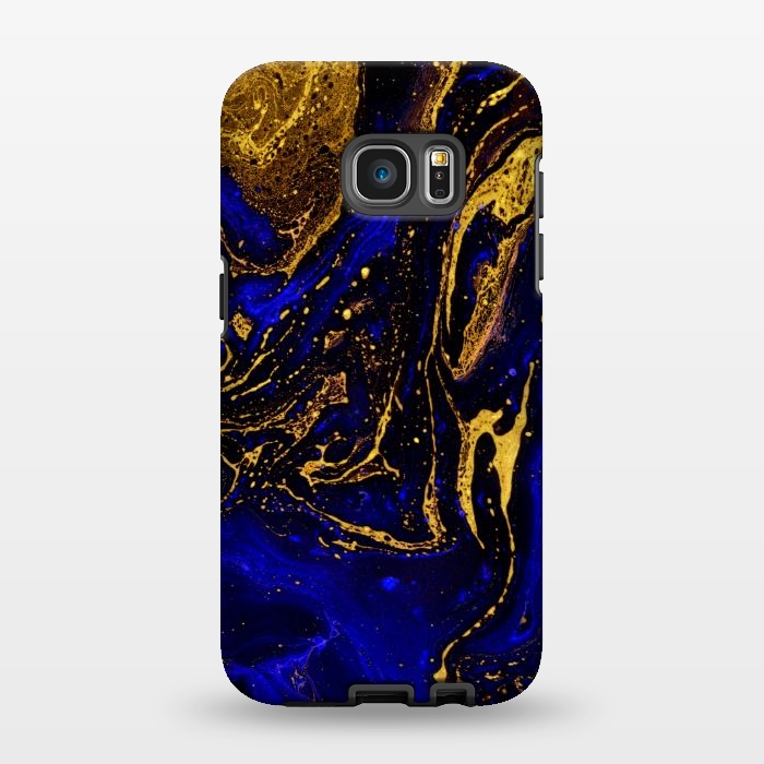 Galaxy S7 EDGE StrongFit Blue marble and abstract gold background texture with swirls by ArtsCase