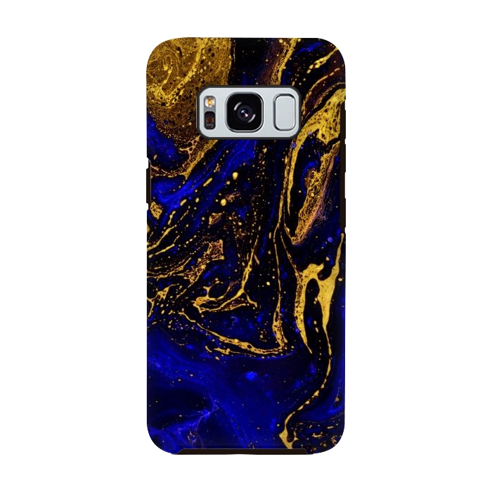 Galaxy S8 StrongFit Blue marble and abstract gold background texture with swirls by ArtsCase