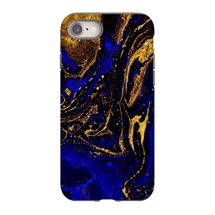 iPhone 8 StrongFit Blue marble and abstract gold background texture with swirls by ArtsCase