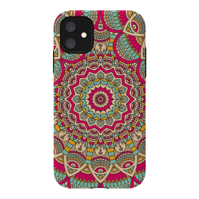 iPhone 11 StrongFit Ethnic floral seamless and Madala pattern by ArtsCase