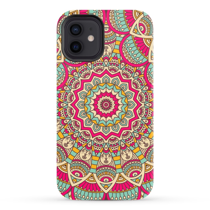 iPhone 12 StrongFit Ethnic floral seamless and Madala pattern by ArtsCase