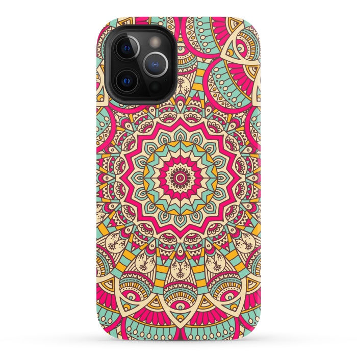 iPhone 12 Pro StrongFit Ethnic floral seamless and Madala pattern by ArtsCase