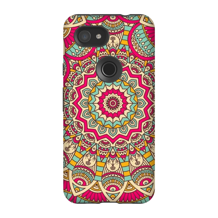 Pixel 3A StrongFit Ethnic floral seamless and Madala pattern by ArtsCase