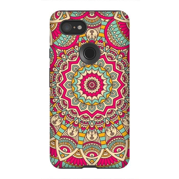 Pixel 3XL StrongFit Ethnic floral seamless and Madala pattern by ArtsCase