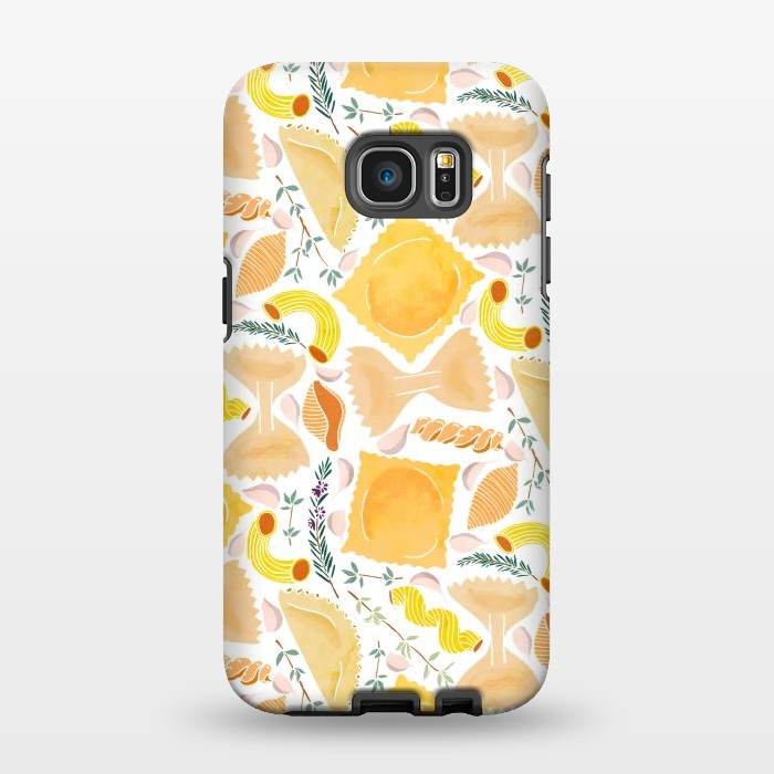 Galaxy S7 EDGE StrongFit Pasta Pattern on White by Tangerine-Tane