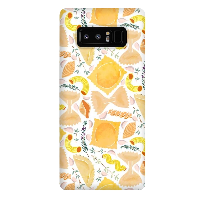 Galaxy Note 8 StrongFit Pasta Pattern on White by Tangerine-Tane