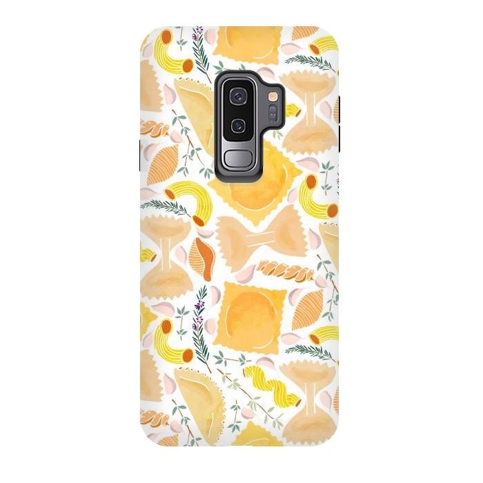 Galaxy S9 plus StrongFit Pasta Pattern on White by Tangerine-Tane