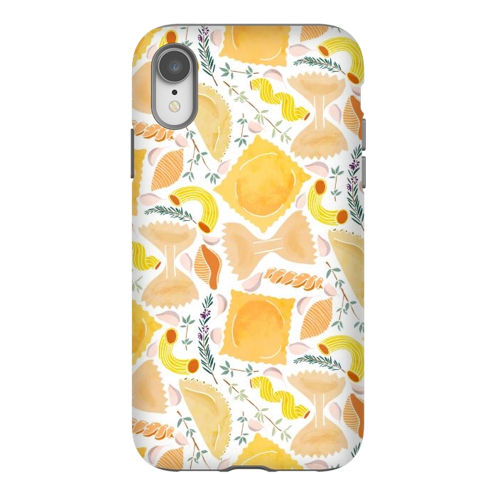 iPhone Xr StrongFit Pasta Pattern on White by Tangerine-Tane